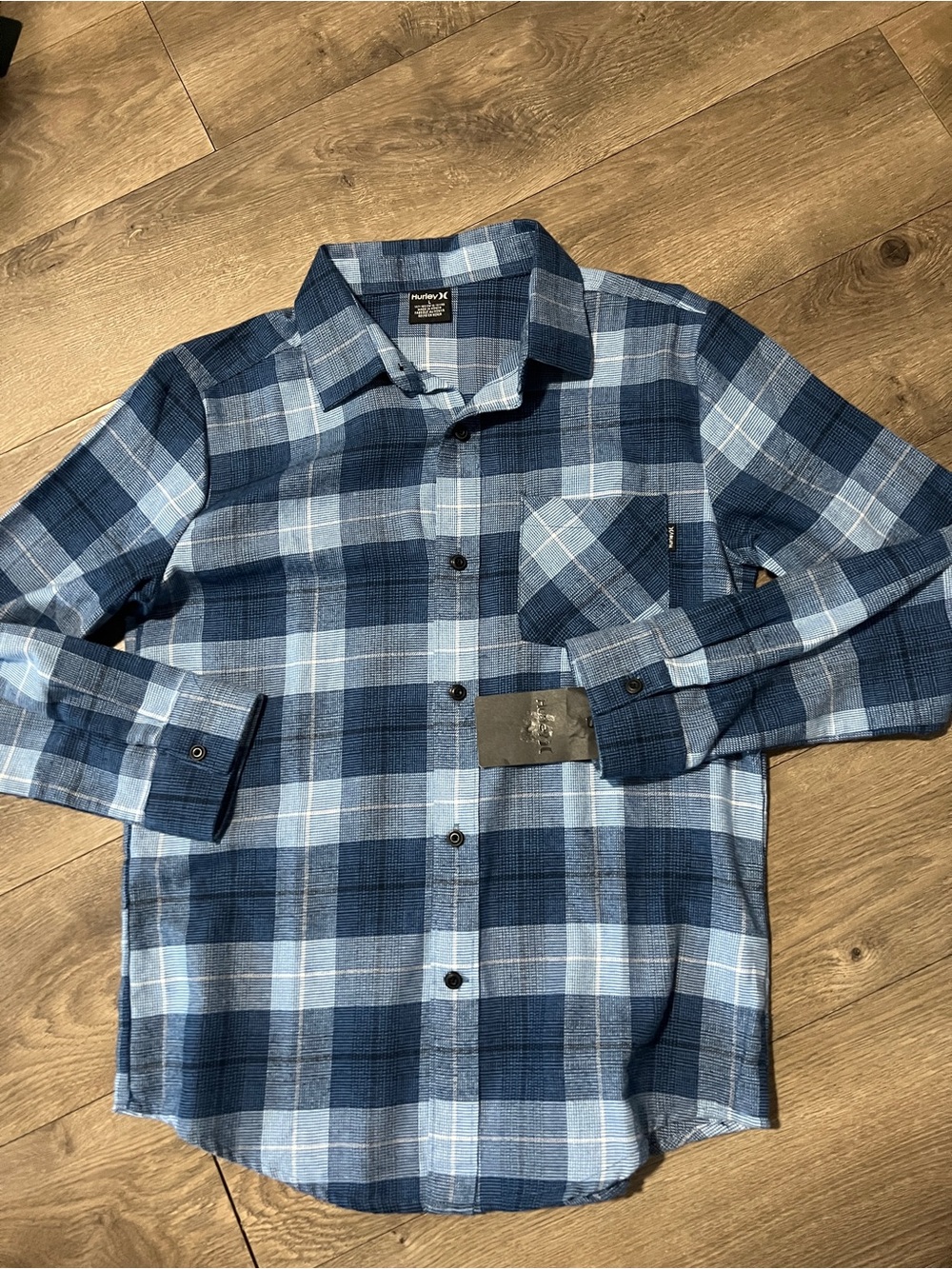 Hurley Night Force Blues Flannel Shirt Size Large New
